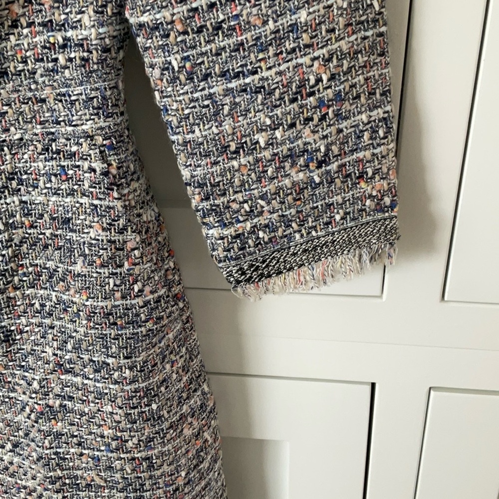 J. Crew 3/4 Sleeve Tweed Dress - Blue and White - Picture 6 of 14